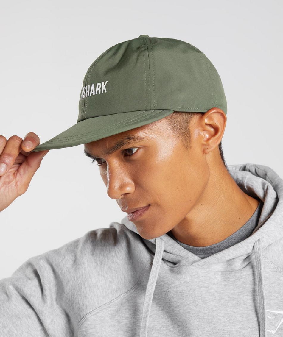 Czapki Akcesoria Gymshark Płaskie Peak Cap Oliwkowe | PL 4232ILH